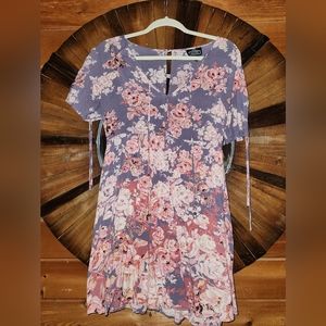 Angie violet and pink floral dress